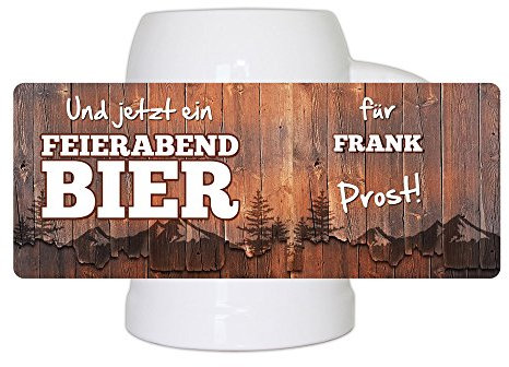 Bierkrug mit Namen Frank und schönem Feierabendbier-Motiv | Bier-Humpen | Bier-Seidel