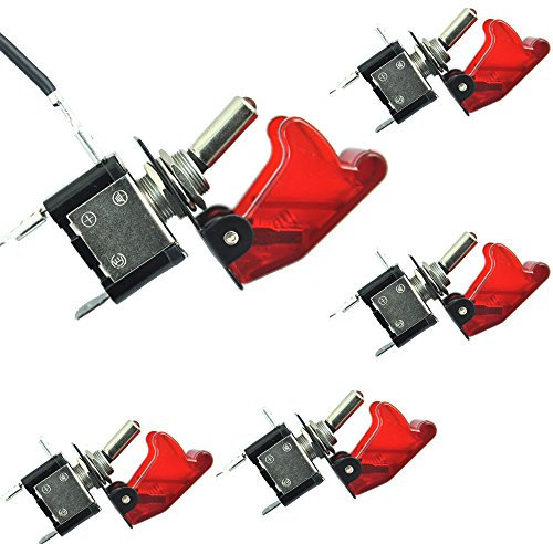 Mintice 5 X KFZ Auto Boot Rot LED Licht Schalter SPST EIN/AUS Wippenschalter Kippschalter 3-polig 12V 20A