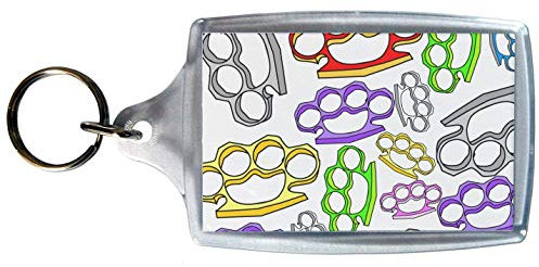 BadgeBeast.co.uk Knuckle Duster Pattern - Large Clear Plastic Key Ring