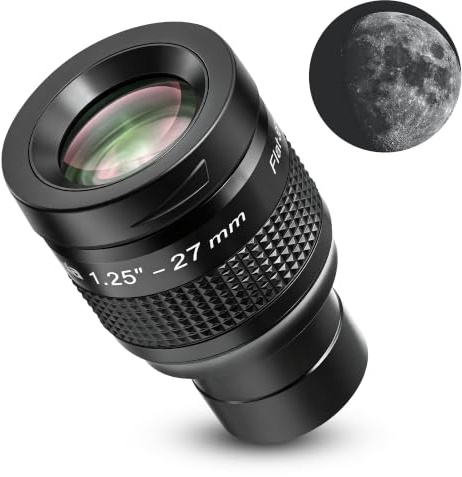Astromania Teleskop Okular Flachfeld Okular 27mm Voll Mutil Beschichtet 3.2 cm Metall 55 Grad Ultra Weitwinkel Teleskop Zubehör für Astronomie Teleskop, Flachbildfeld & Kristallklares Bild