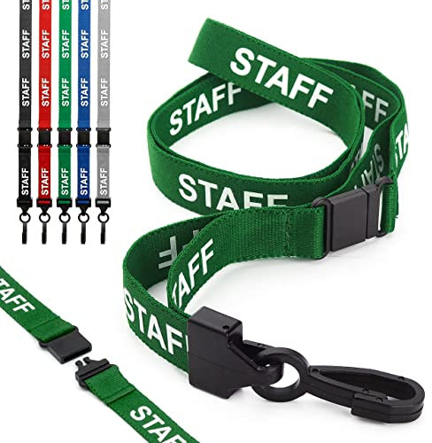 CKB Ltd® 50x Green STAFF LANYARDS Breakaway Safety Band Halsband Plastik-Clip For ID Card Ausweiskartenhalter Schlüsselband mit Sicherheitsverschluss Schlauchband Holder Für Veranstaltungen Events Ausweise Messen Namensschilder