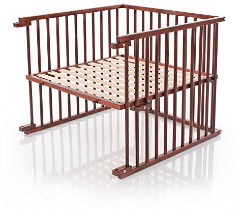 babybay Kinderbett Umbausatz stufenlos verstellbar passend für Modell Maxi und Boxspring Beistellbett I Babybett Größe: 140 cm x 89 cm aus massivem Buchenholz, dunkelbraun lackiert