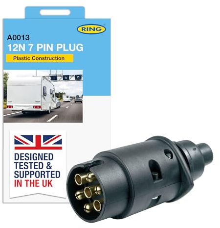 RING 12N 7 Pin Plastic Plug for Trailer Road Lights | Nickel-Coated, Durable Plastic, Easy Installation, Compatible with Various Vehicles
