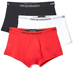 Emporio Armani 3-Pack Men's Boxer Shorts Mens Knit Trunk S-XL - Select Color: Colour: White/Red/Black | Size: Medium