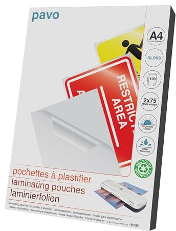 Pavo - Laminierfolien A4 75/80 mic, 100 Stück - Glänzend