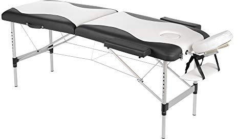 Melko Mobile Massageliege klappbar höhenverstellbar Therapieliege Massagetisch Massagebank Massagebett Weiß/Schwarz