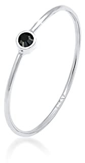 Elli Ring Damen Stacking Minimal Filigran mit Kristall in 925 Sterling Silber (58)
