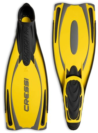 Cressi Reaction Pro - Aletas, Color Amarillo/Plateado, Talla 38-39