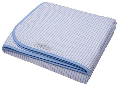 Little Dutch Decke Babydecke weiß mit hellblauen Streifen