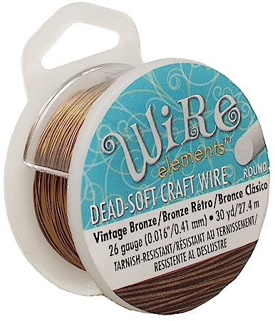 The Beadsmith Drahtelemente Basteldraht – anlaufgeschützt, weiche Temperatur, rund, Vintage-Bronzefarbe – 0.41 mm, 26 Gauge, Drahtverpackung, Blumen und andere DIY-Handwerk