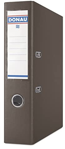 DONAU Ordner DIN A4 / Breit/Braun / 75 mm - 7,5cm/ Karton mit Kunststoffeinband/Schlitzordner Büroordner Aktenordner/Metallgefasstes Griffloch Hebelmechanik Einsteckrückenschild