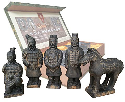 Terra Cotta Warriors, China, Qin Dynasty Terra Cotta Warriors Skulptur Home Display Tisch Geschenk Multi Präsentation 18cm hoch, Set of 5