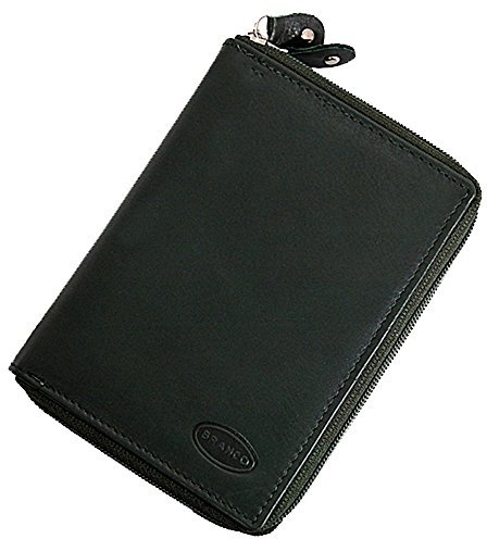 GoBago Branco funktionale Leder Damen Reißverschluss Geldbörse Geldbeutel Portemonnaie (Grün)