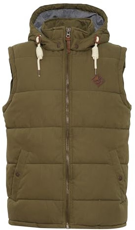 !Solid SDDry Weste Herren Weste Steppweste Outdoor Weste mit Kapuze Stehkragen Eingrifftaschen Baumwollmischung Regular fit, Größe:XL, Farbe:Ivy Green (3797)