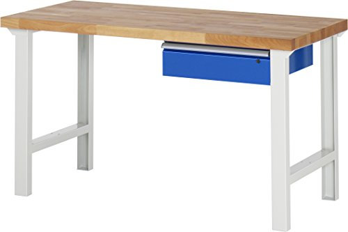 Rau 03 7001A1-157B4S.11 Werkbank Serie 7000-Baukasten-Bauweise, Lichtgrau/Enzianblau