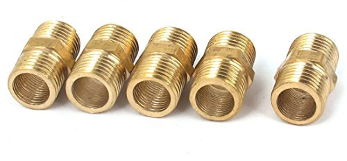sourcing map 1/4 NPT Tubería Accesorio Macho Latón Hex. Reductor Racor 5pcs