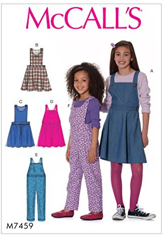 Mccall's Patterns 7459 CHJ,Children's/Girls Jumpers and Overalls,Sizes 7-14, Tissue, Multi-Colour, 152 x 213 cm