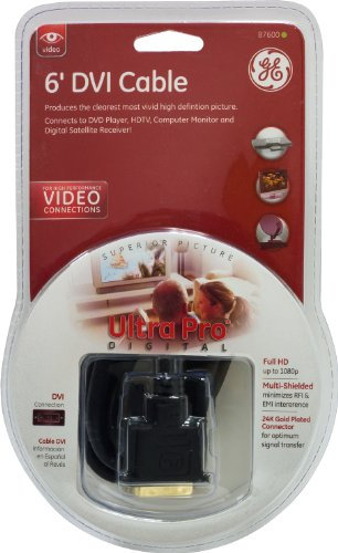 GE 87600 6-Feet DVI Cable, Black