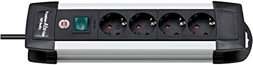 10er Vorteilspack Brennenstuhl Premium-Alu-Line Steckdosenleiste 4-fach schwarz mit Schalter, 1391000014