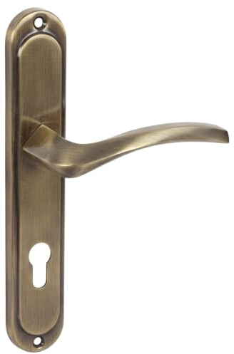 domino Türgriff 72 Drückergarnitur PZ - Profilzylinder Set Türklinke für Zimmertür, Bürotür, Kellertür & Innentür L-Form Türbeschläge aus Aluminium Bronze Türdrückergarnitur ENIGMA M3