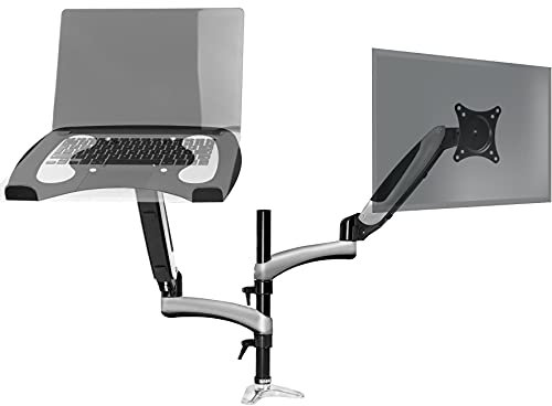Duronic DM65L1X1 Monitorhalterung | Tischhalterung | Plattform für PC und Laptop | Monitorarm in Jede Richtung einstellbar | 13-27 Zoll | Universell kompatibel mit VESA 75 * 100-Bildschirmen