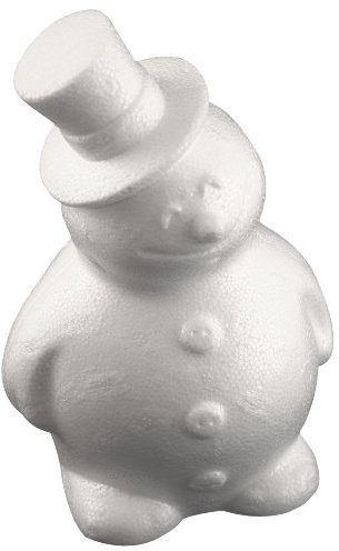 Unbekannt Styropor Schneemann mit Hut, Weiß, Höhe ca 17 cm