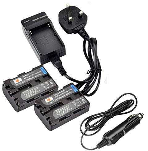 DSTE 2pcs NP-FM50 Rechargeable Li-ion Battery + Charger DC01U Compatible with Sony NP-FM30,NP-FM51,NP-QM50,NP-QM51,NP-FM55H,CCD-TR108,CCD-TRV740,CCD-TRV96K,DCR-DVD100,DCR-DVD101,DCR-DVD200,DCR-DVD201