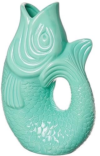 Gift Company 75887 Monsieur Carafon - Karaffe/Blumenvase - Fischform - Steingut - Mint Cream - L