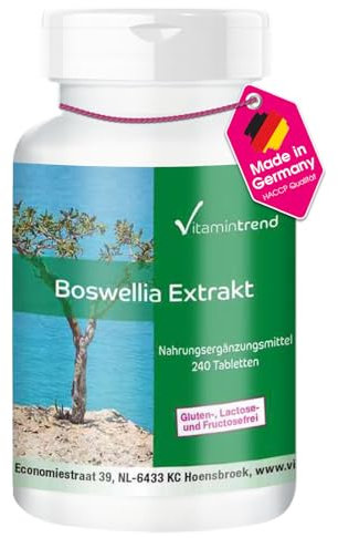 Extrait de Boswellia Serrata 400mg - Avec 65% Acides boswelliques - ! POUR 4 MOIS ! - 240 comprimés - Végan | Vitamintrend®