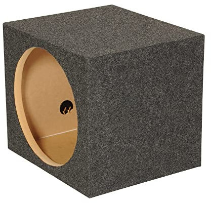 QPower 12 Inch Heavy-Duty Single Sealed Carpet Covered Durable Car Audio Vehicle Subwoofer Enclosure Woofer Box, Charcoal Gray