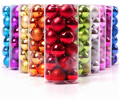 Keysui 24 Weihnachtskugeln Box Christbaumschmuck aus Kunststoff Glanzend 6cm blau