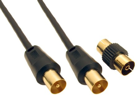 World of Data 20m Coax Cable - Shielded (RFI EMI) OFC FREE F-F Coupler - Antenna TV Aerial BLACK