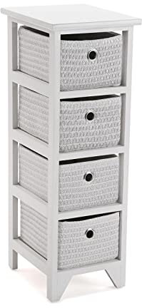 Versa Ohai Mueble para el Baño Auxiliar, Cajonera con 4 cajones para almacenaje, Medidas (Al x L x An) 72 x 30 x 25 cm, Madera, Color Blanco