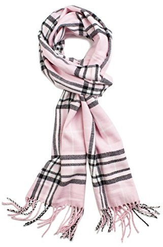 VERONZ Superweicher, luxuriöser, klassischer Herren Winterschal Schal mit Kaschmir-Feeling, mit Geschenkbox, Rosa kariertes Geschenk