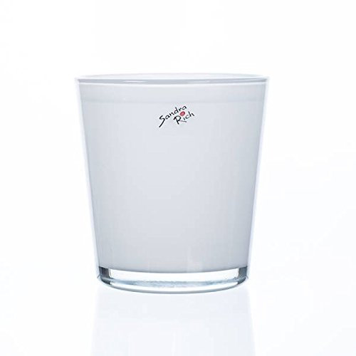 Sandra Rich Glas Orchideentopf Blumentopf Orchid weiß H. 13,5cm D. 12,5cm rund