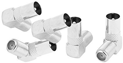 sourcing map 5 Pcs F-Type Female to PAL Male TV Coax Right Angle Connector Adapter Connectors