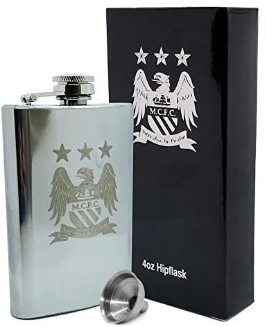 Manchester City FC Hip Flask (Chrome with Funnel)