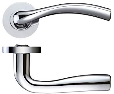 Sienna Door Handle Lever On Rose - Polished Chrome