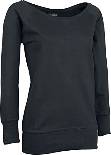 Urban Classics Damen Sweatshirt Ladies Wideneck Crewneck, Gr. 34 (Herstellergröße: XS), Schwarz (Black 7)