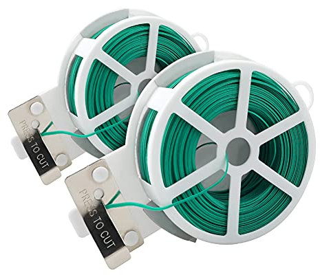 KINGLAKE 2x50m Garden Wire Ties Green Plant Ties, Gardening Wire with Cutter, Soft Twist Ties Plant Support Ties for Climbing Plants
