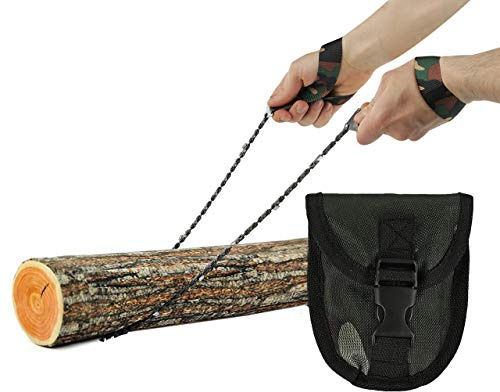 Pocket Chainsaw - Razor Sharp Self Cleaning 25.5 In Portable Hand Saw Survival Gear with Black Holster for Camping, Hunting, Hiking | Pocket-sized 25.5” Emergency Wilderness Survival Chain Saw (Green)