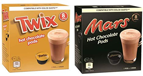 Dolce Gusto Boissons au Chocolat - 16 Capsules (8 Mars + 8 Twix)