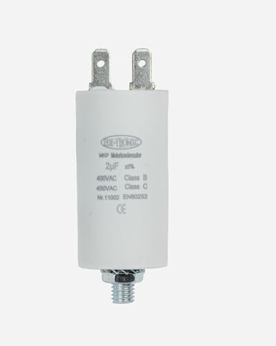 EDI-TRONIC condensateur de moteur, condensateur de travail, condensateur de démarrage, bouchon, avec cosses 6,3mm, 2µF, 450V, M8