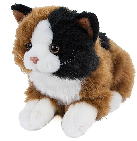 Uni-Toys Kuscheltier Katze Alma 30 cm mit Schwanz Kuscheltier liegend, Plüsch braun/weiß/schwarz