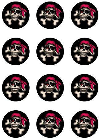 Muffinaufleger Cupcakes Muffins Kindergeburtstag Piratenparty Totenkopf Pirat Seefahrt PT01