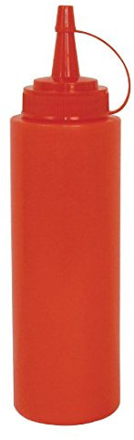 Vogue Squeeze Sauce Bottle with Nozzle Cap 680 ml/24 oz,Red, Material: Polyethylene, Screw Top & Wide Neck For Easy Refill, Tomato Sauce Squeeze Bottle, K157