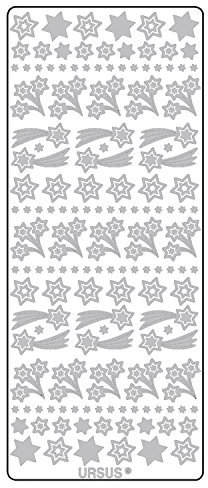 Ursus 59310066 - Kreativ Sticker, Sternschnuppen, silber, 5 Blatt, selbstklebend, Ideal zur Kartengestaltung und zum Dekorieren von Geschenken, Stickerbogen ca. 10 x 23 cm