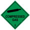 Warnzeichen-Aufkleber, rautenförmig, Aufdruck Compressed Gas 2, 100 x 100 mm