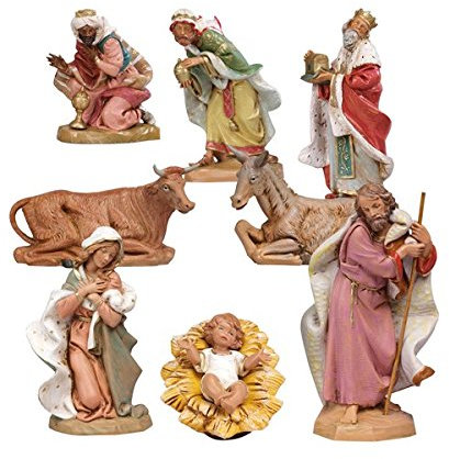 Natividad 8 piezas tipo madera 19 cm Fuentes