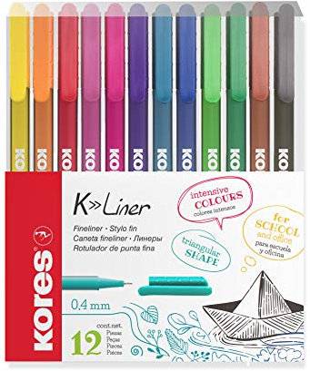 Kores FL28112 Fineliner-Set, 0.4 mm, 12 farben